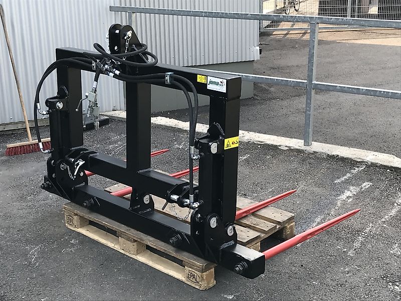 Joma-tech Ballentransportgabel mit 4 hydr. klappbaren Zinken Euro / 3-Punkt Ballengabel Ballenspieß Transportgabel