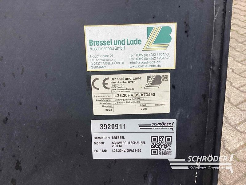 Bressel und Lade SCHWERGUTSCHAUFEL 2,00M / CAT / ZETTEL.
