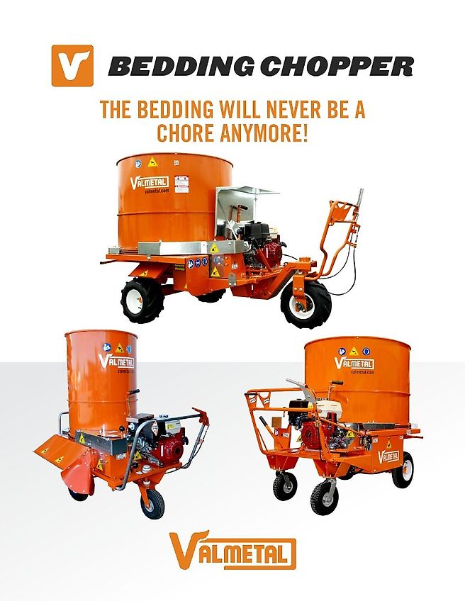 VALMETAL Canada NEW BEDDING CHOPPER 48’’ Ø 122 cm tub , Flotrac, self propeled, Honda 13 Hp motor , new model 2024