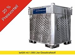 Seppeler-Rietbergwerke Quadro – Tankcontainer – ! NEU ! Gefüllt mit 1.000 l Diesel; im Preis inklusive !