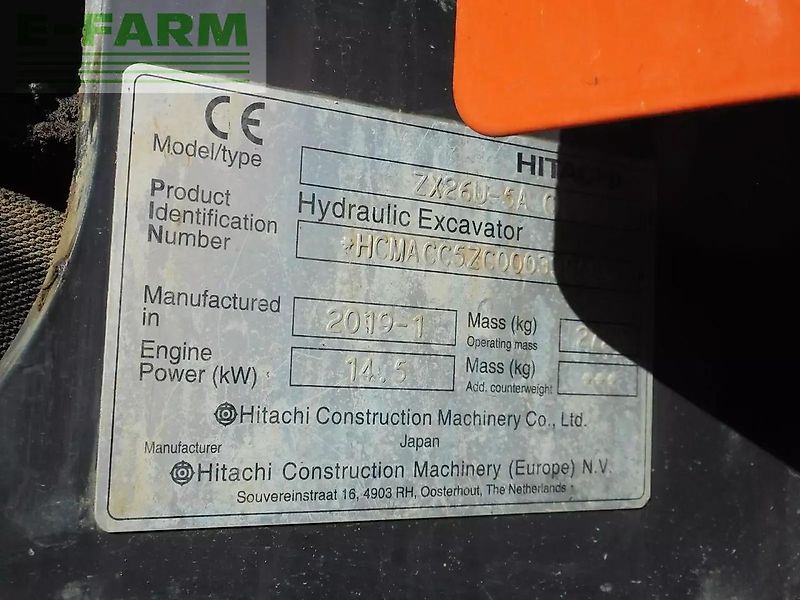 Hitachi zx26u-6 ( 2.740kg ) powertilt