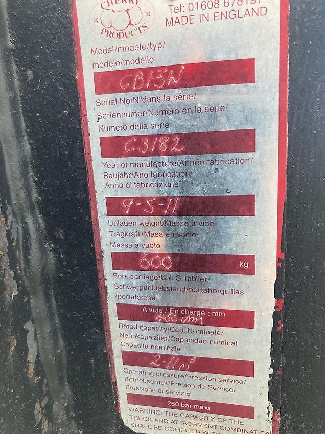 Cherry Products CB09 schepbak Merlo aansluiting