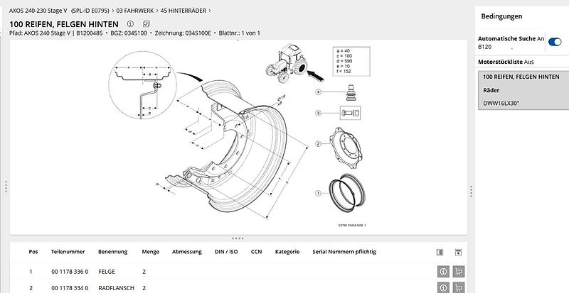 Claas 16x30" Felge 8-Loch Ringverstellfelge