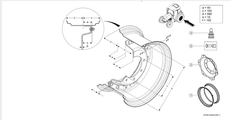 Claas 16x30" Felge 8-Loch Ringverstellfelge